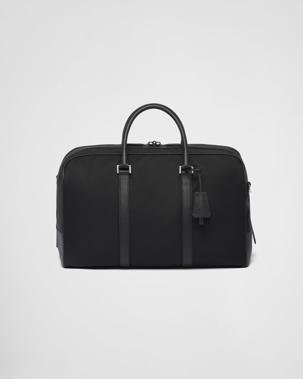 Re-Nylon and Saffiano leather duffel bag, , hi-res
