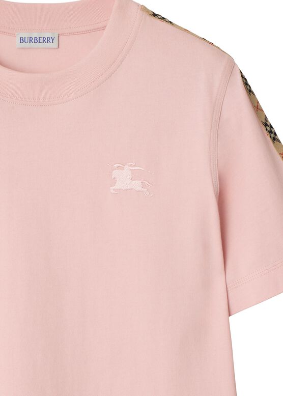 Check Trim Cotton T-shirt, , hi-res