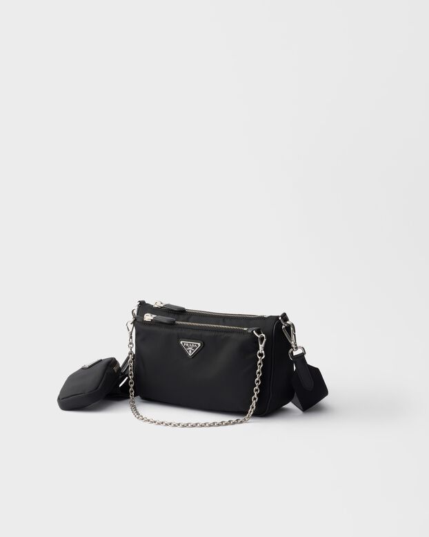 Re-Nylon and Saffiano leather mini shoulder bag, , hi-res