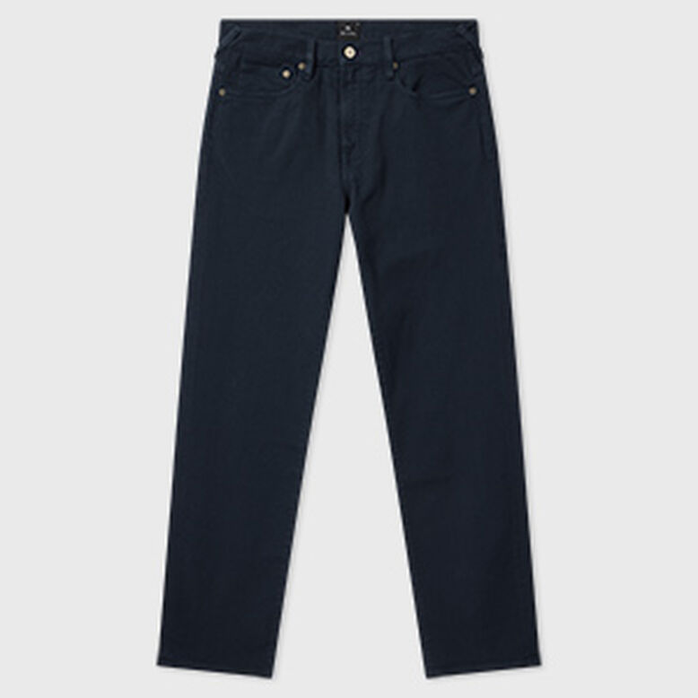 Relaxed Tapered-Fit Navy Garment-Dyed Jeans, , hi-res