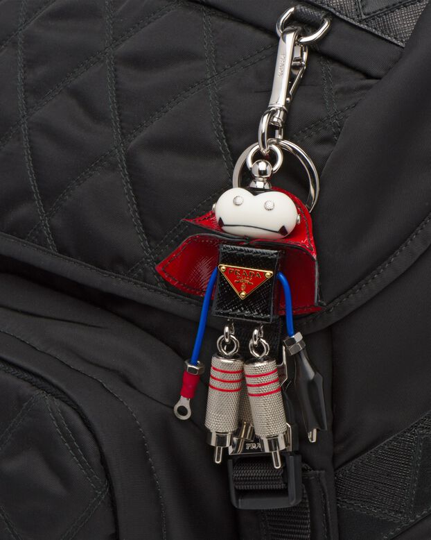 Robot Saffiano leather bag charm, , hi-res