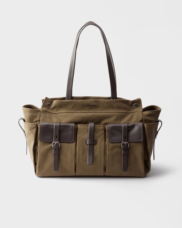 Prada Route canvas and leather tote bag, , hi-res