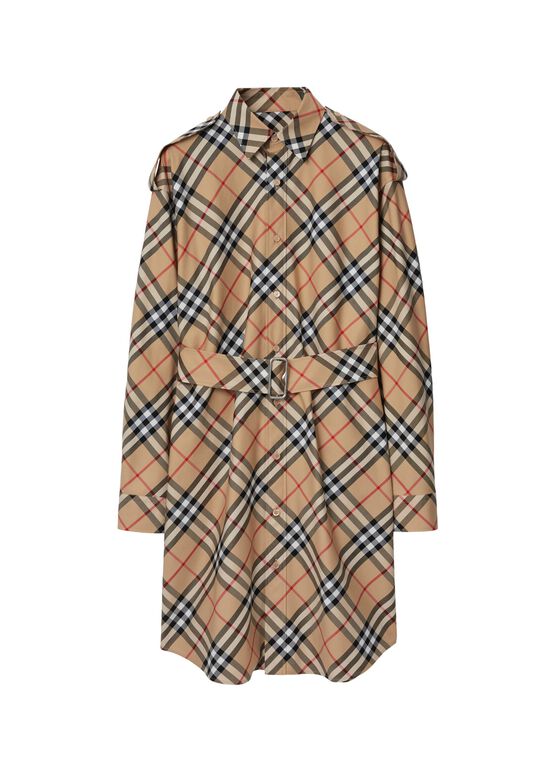 Check Cotton Shirt Dress, , hi-res