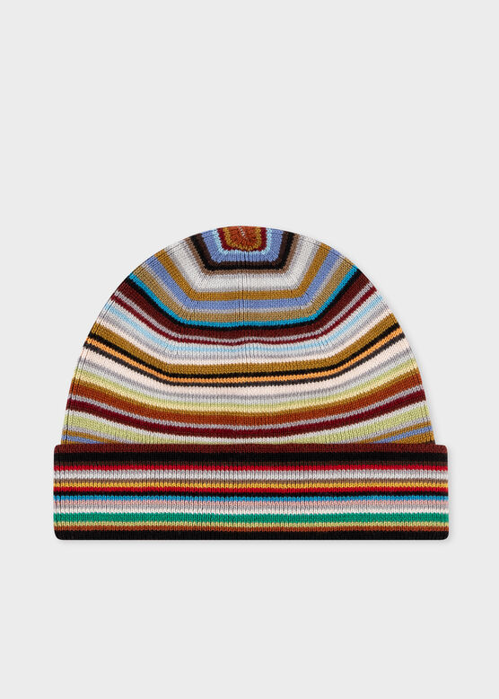 SIGNATURE STRIPE BEANIE HAT, , hi-res