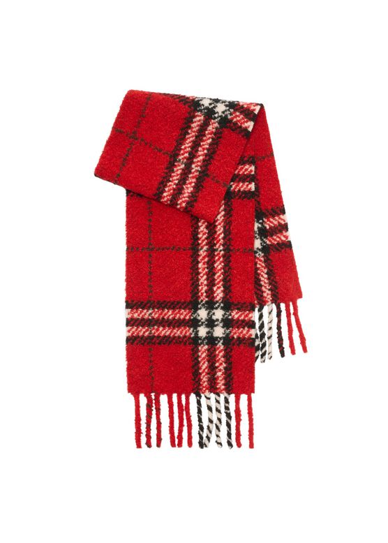 Check Alpaca Wool Blend Boucl&eacute; Scarf, , hi-res