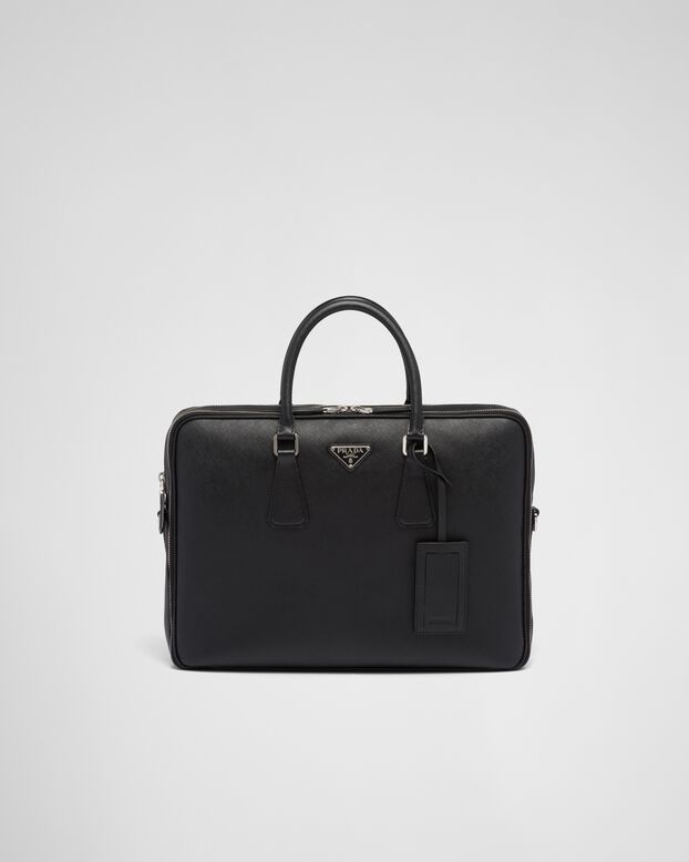 Saffiano leather briefcase, , hi-res