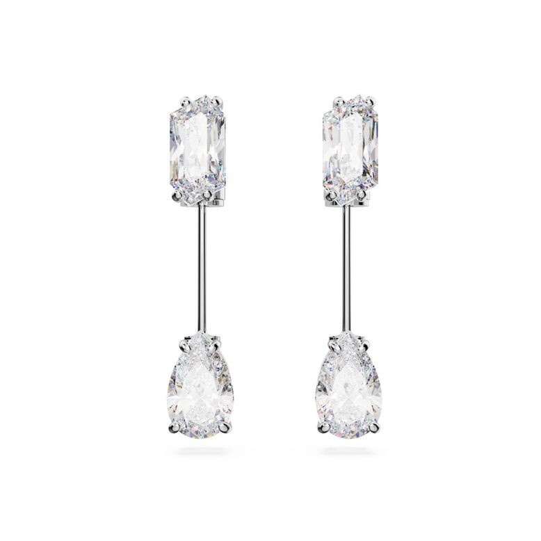 Mesmera Lady Earrings White Crystal Two Stones, , hi-res