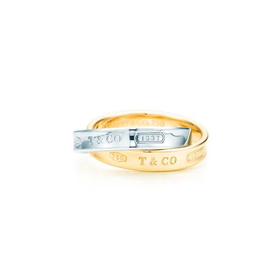 Tiffany 1837™ interlocking circles ring in sterling silver and 18k gold. - Size 5