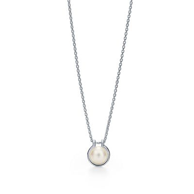 Tiffany City HardWear freshwater pearl link pendant in sterling silver