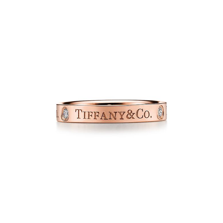 T&amp;CO.&reg; band ring in 18k rose gold with diamonds, 3 mm wide. - Size 4, , hi-res