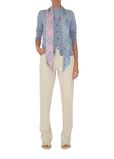 Skinny Contrast Check Silk Scarf, , hi-res