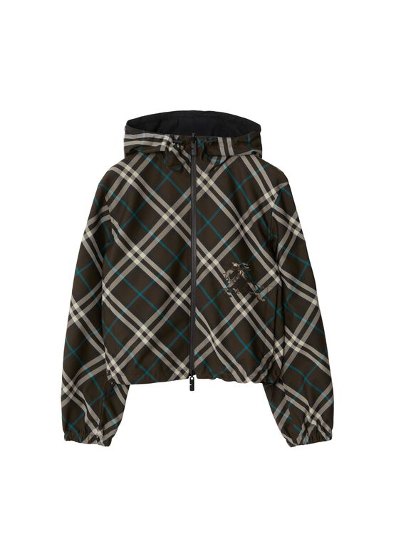 Cropped Reversible Check Jacket, , hi-res