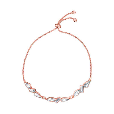 Trinity Gem Toggle Bracelet In Rose Gold - Rose Gold,