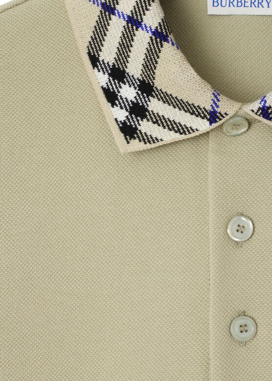Check Collar Cotton Polo Shirt, , hi-res