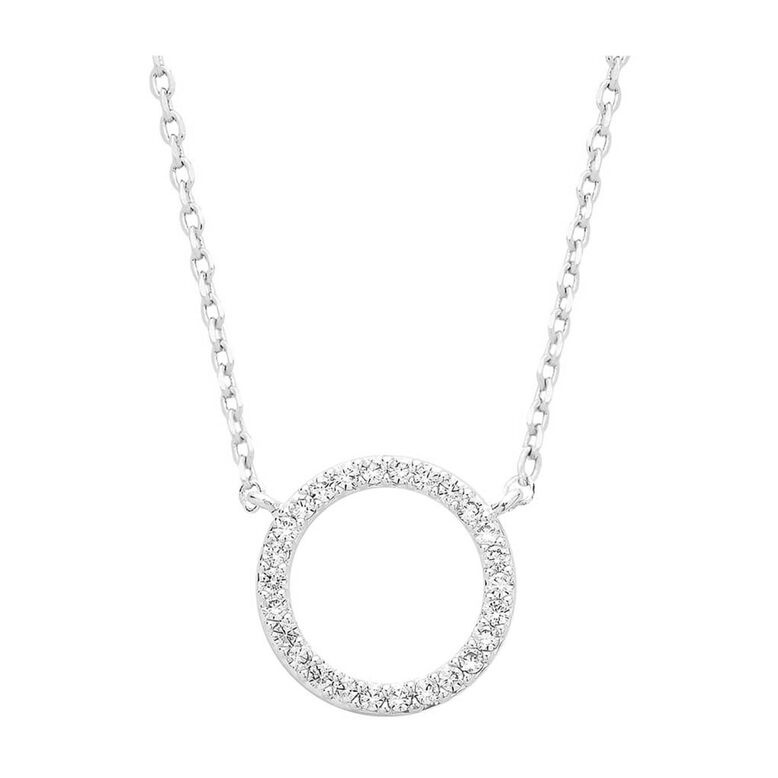 Large Pave Silver Necklace Set - Silver, , hi-res