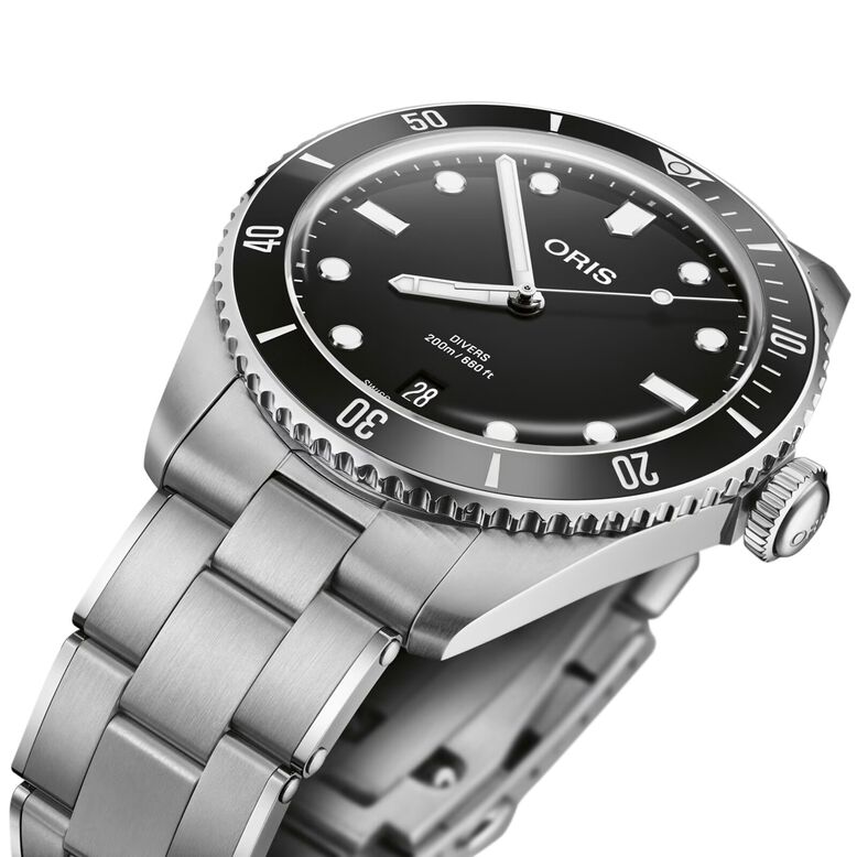 Divers Date 39mm Mens Watch Black Stainless Steel, , hi-res