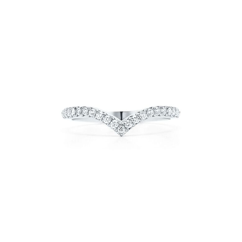 Tiffany Soleste V band ring in platinum with diamonds. - Size 4 1/2, , hi-res