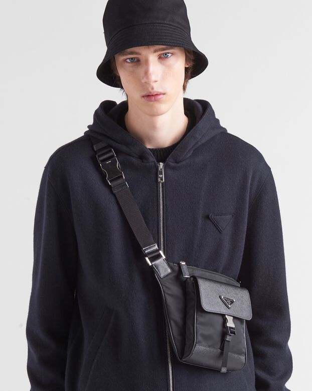 Re-Nylon and Saffiano leather shoulder bag, , hi-res