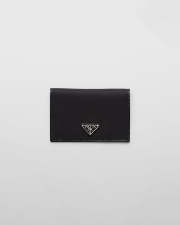 Re-Nylon and Saffiano leather passport holder, , hi-res
