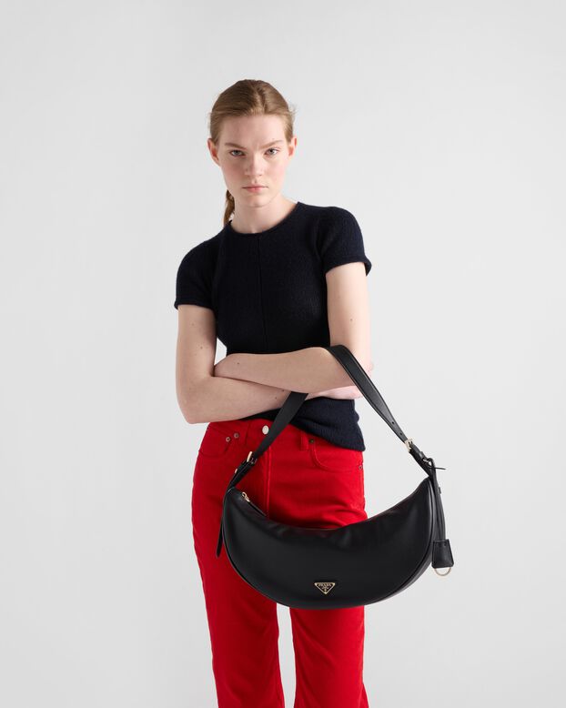 Prada Demi-lune large leather shoulder bag, , hi-res