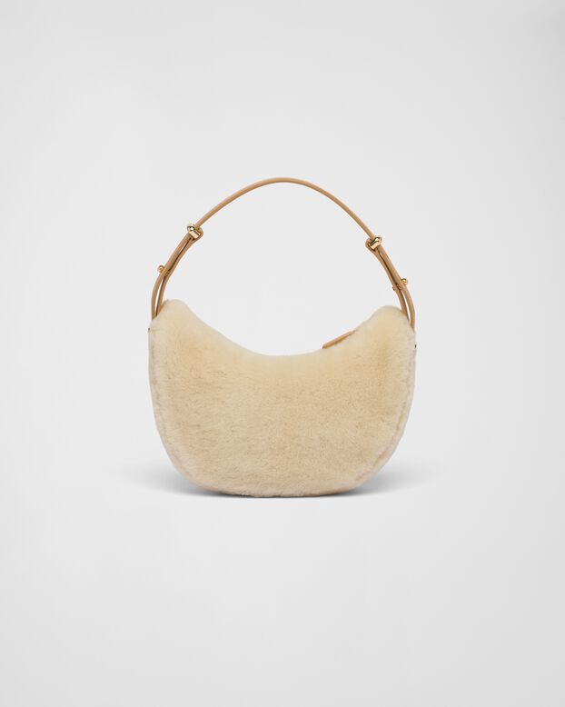 Prada Arqu&eacute; shearling and leather shoulder bag, , hi-res