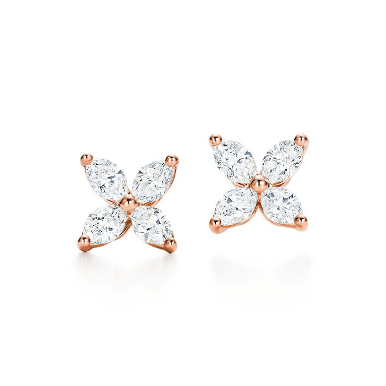 Tiffany Victoria&reg; earrings in 18k rose gold with diamonds, small. - Size Small, , hi-res