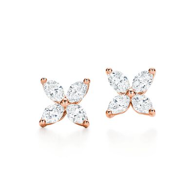Tiffany Victoria® earrings in 18k rose gold with diamonds, small. - Size Small,