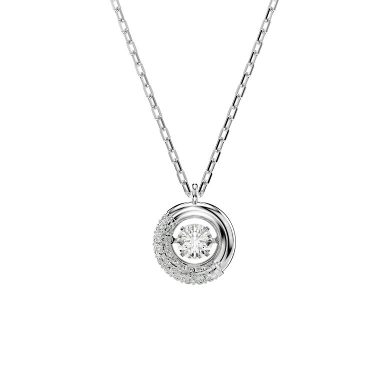 Dextera Round White Rhodium Pendant , , hi-res