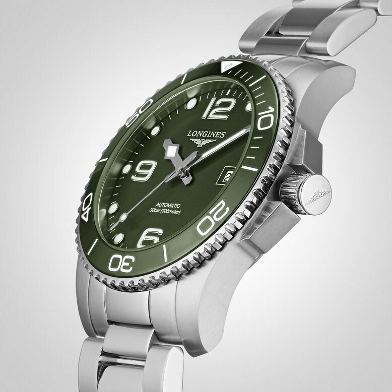HydroConquest 41mm Stainless Steel Mens Watch - Green, , hi-res