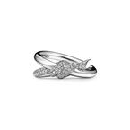 Tiffany Knot Double Row Ring in White Gold with Diamonds - Size 5 1/2