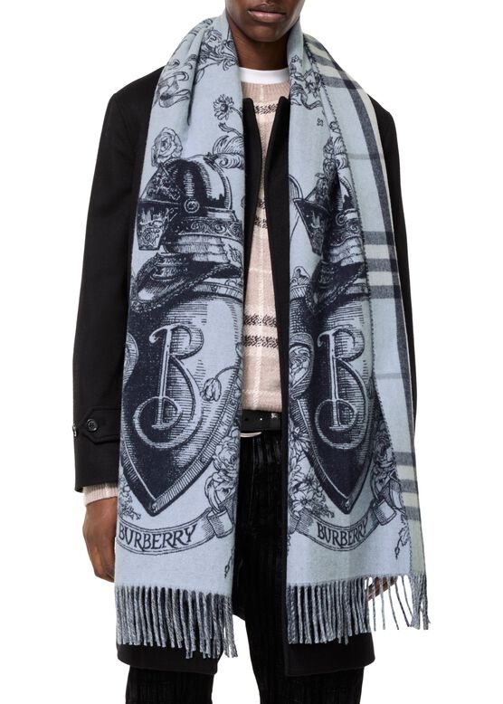 Reversible Etched Knight Cashmere Scarf, , hi-res