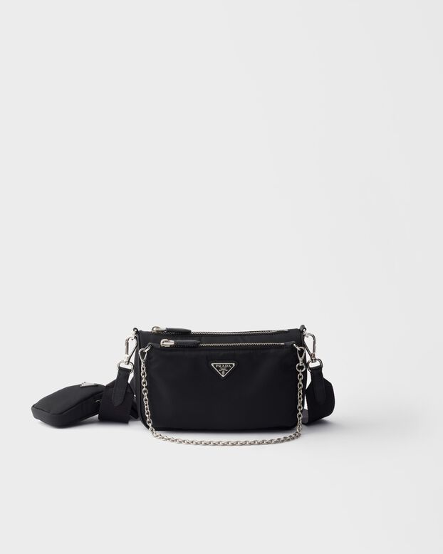 Re-Nylon and Saffiano leather mini shoulder bag, , hi-res