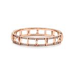 Atlas&reg; X Open Hinged Bangle in Rose Gold with Diamonds, Small, , hi-res