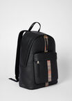 BLACK SIGNATURE STRIPE WEBBING ZIP TOP BACKPACK