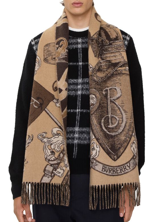 Etched Knight Cashmere Scarf, , hi-res