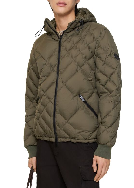 Check-stitch Nylon Doversgreen Puffer Jacket, , hi-res