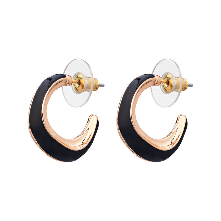 Vienna Hoop Earrings In Black - Black Gold, , hi-res