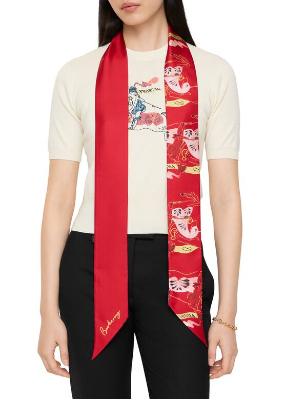 Skinny Watercolour EKD Silk Scarf, , hi-res