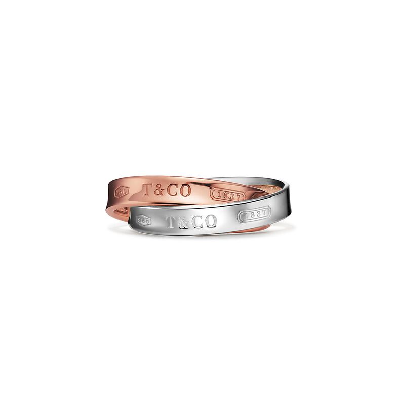 Tiffany 1837&reg; Interlocking Circles Ring in Rose Gold and Sterling Silver - Size 5 1/2, , hi-res