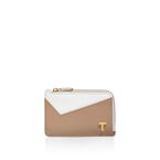 Tiffany T Zip Card Case in Neutral colourblock Leather