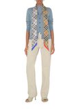 Skinny Contrast Check Silk Scarf, , hi-res