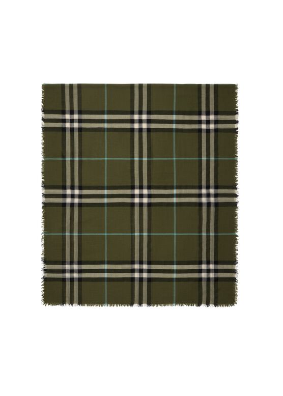 Wide Check Wool Scarf, , hi-res