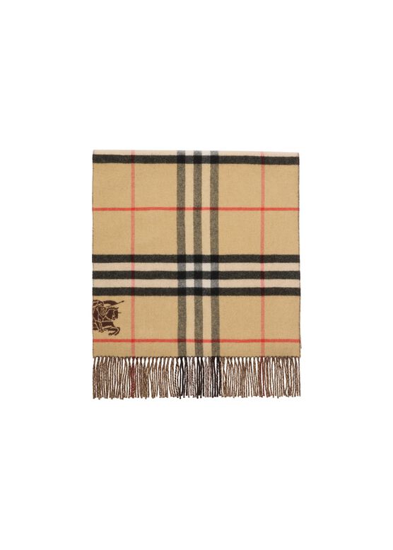 Wide Reversible Check Cashmere Scarf, , hi-res