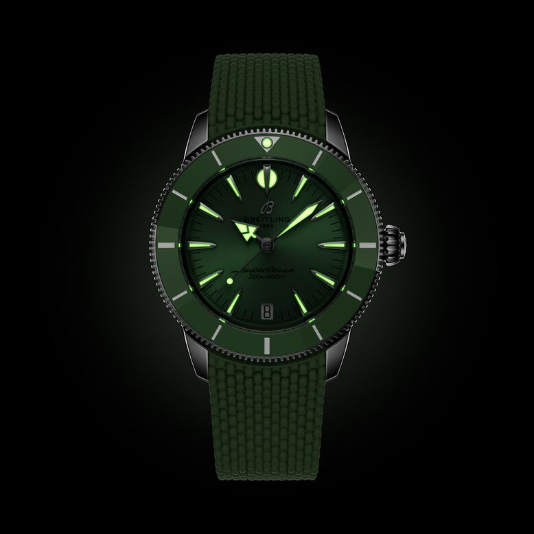 Superocean Heritage Automatic 36mm Unisex Watch Green Rubber, , hi-res