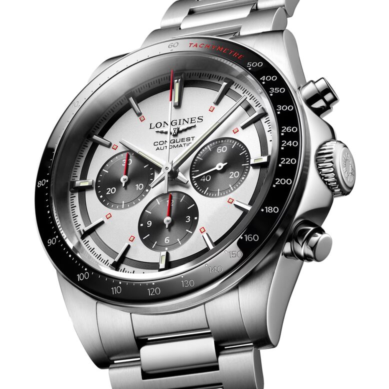 Conquest Chronograph 42mm Mens Watch Silver, , hi-res