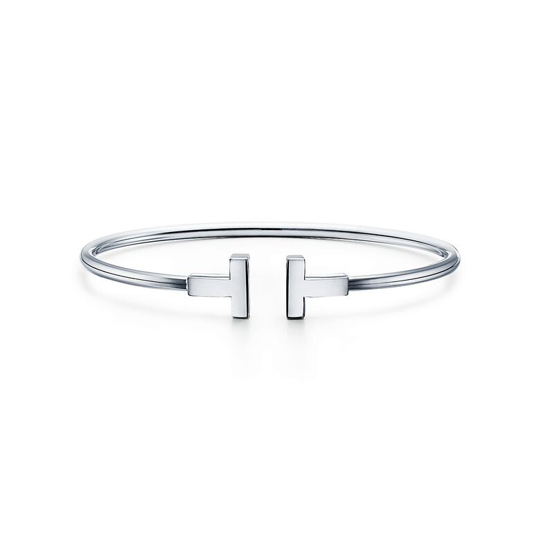 Tiffany T Wire Bracelet in White Gold - Size Medium, , hi-res