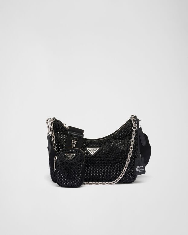 Prada Re-Edition 2005 satin bag with crystals, , hi-res