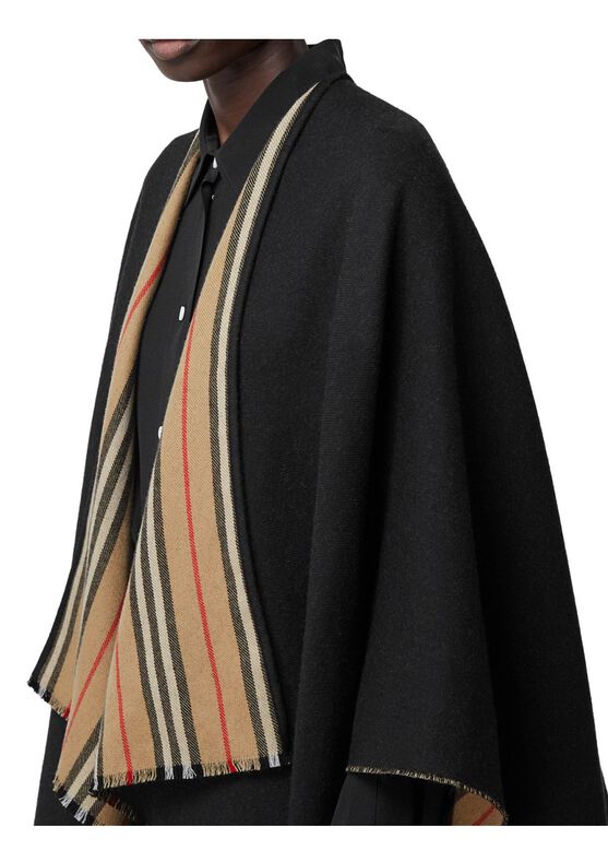 Icon Stripe Wool Reversible Cape, , hi-res