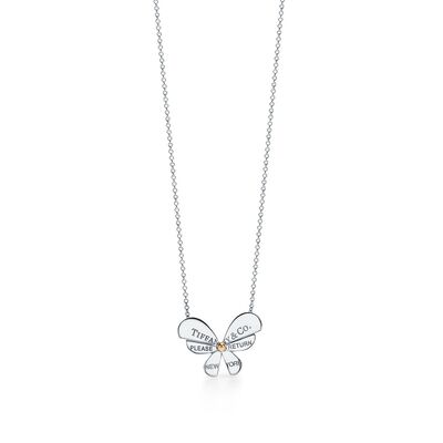 Return to Tiffany™ Love Bugs butterfly pendant in sterling silver and rose gold