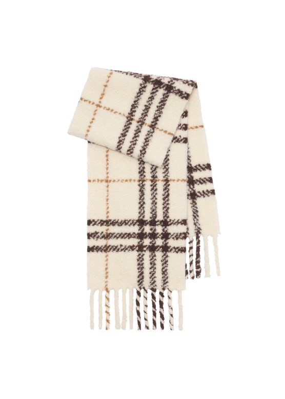 Check Alpaca Wool Blend Boucl&eacute; Scarf, , hi-res